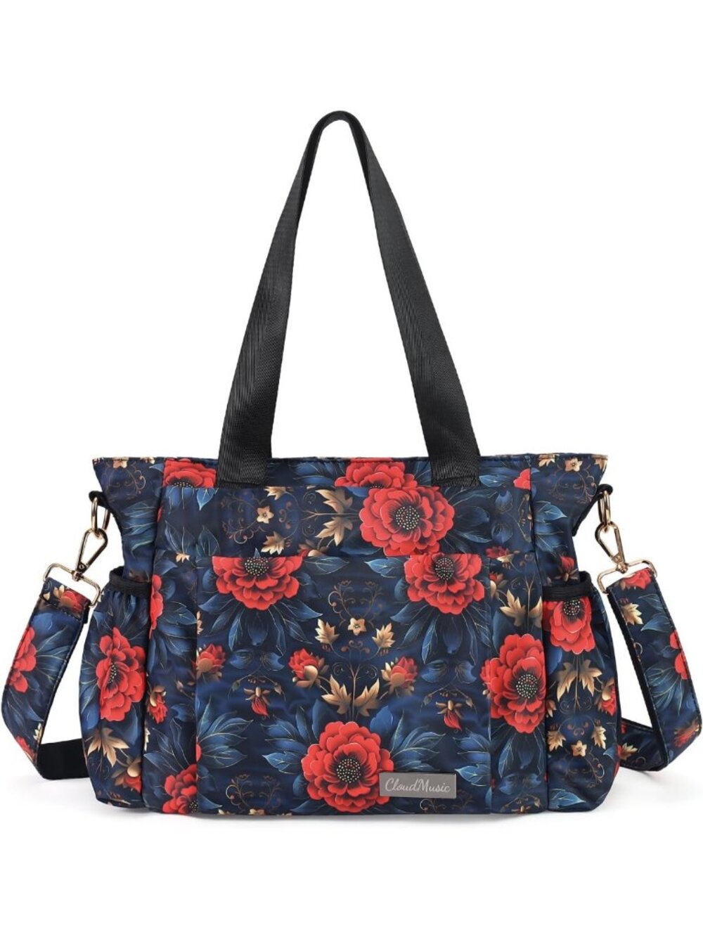 Trendy Waterproof Nylon Crossbody Tote Bag with Multi Bottle Pockets for Women
